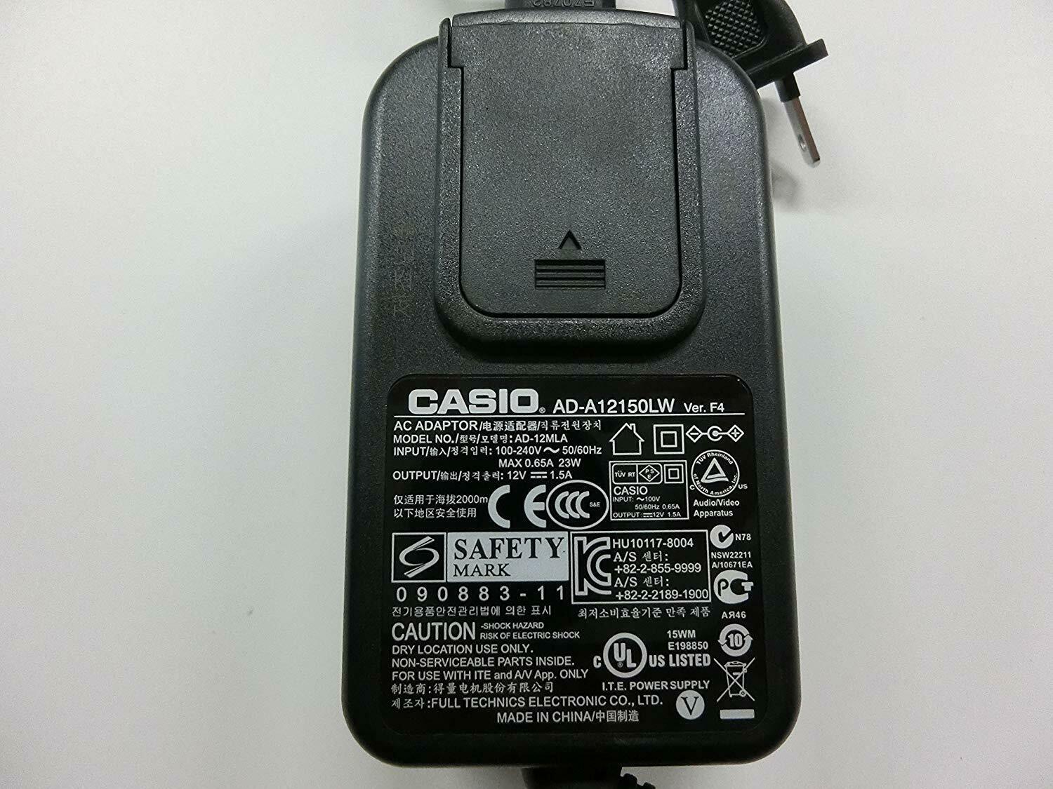 NEW 12V 1.5A Casio AD-A12150LW AD-12MLA AC Adapter