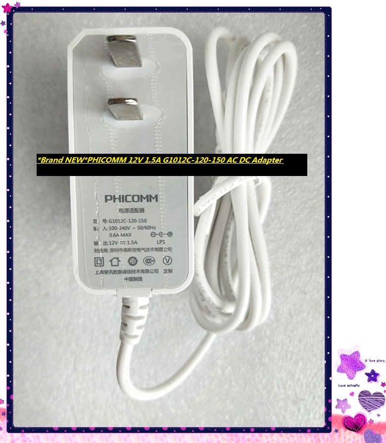 *Brand NEW*PHICOMM 12V 1.5A G1012C-120-150 AC DC Adapter POWER SUPPLY