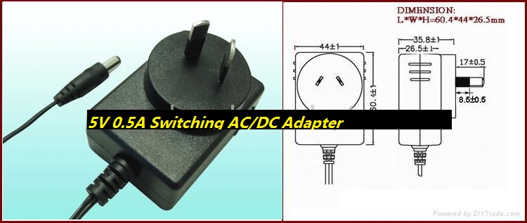 *Brand NEW*MOUNT GFP051A-0505 Sell 5V0.5A Switching AC/DC Adapter SAA plug POWER Supply - Click Image to Close