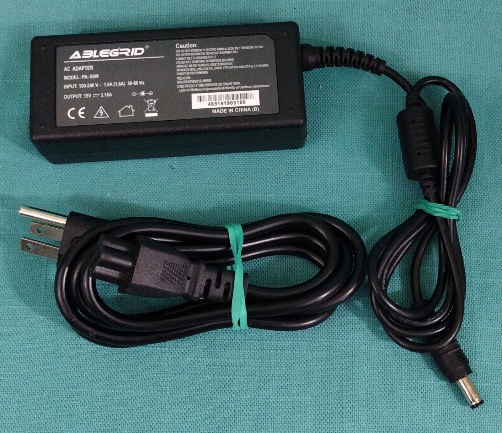 *Brand NEW*ABLEGRID PA-60W 19V 3.16A AC ADAPTER. Input: 100-240v 50-60Hz OUTPUT 24V-2.5A Tested POWE