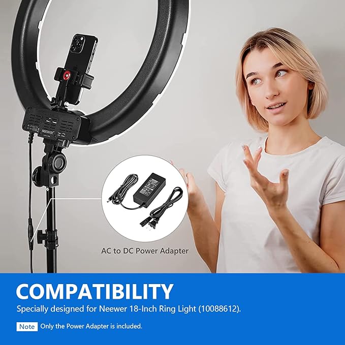 *Brand NEW*with Power Cable 4.8A Output Power Supply for Photo Studio Ring Light (Black)Neewer Photo