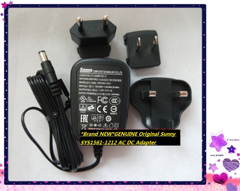 *Brand NEW*GENUINE Original Sunny SYS1561-1212 AC DC Adapter POWER SUPPLY