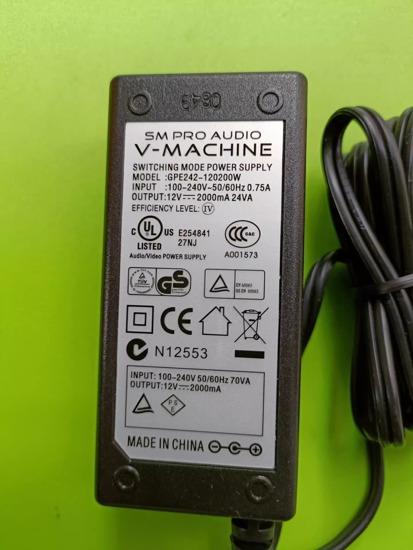 *Brand NEW* GPE242-120200W SMPROAUDIO V-MACHINE 12V 2A AC DC ADAPTHE POWER Supply - Click Image to Close