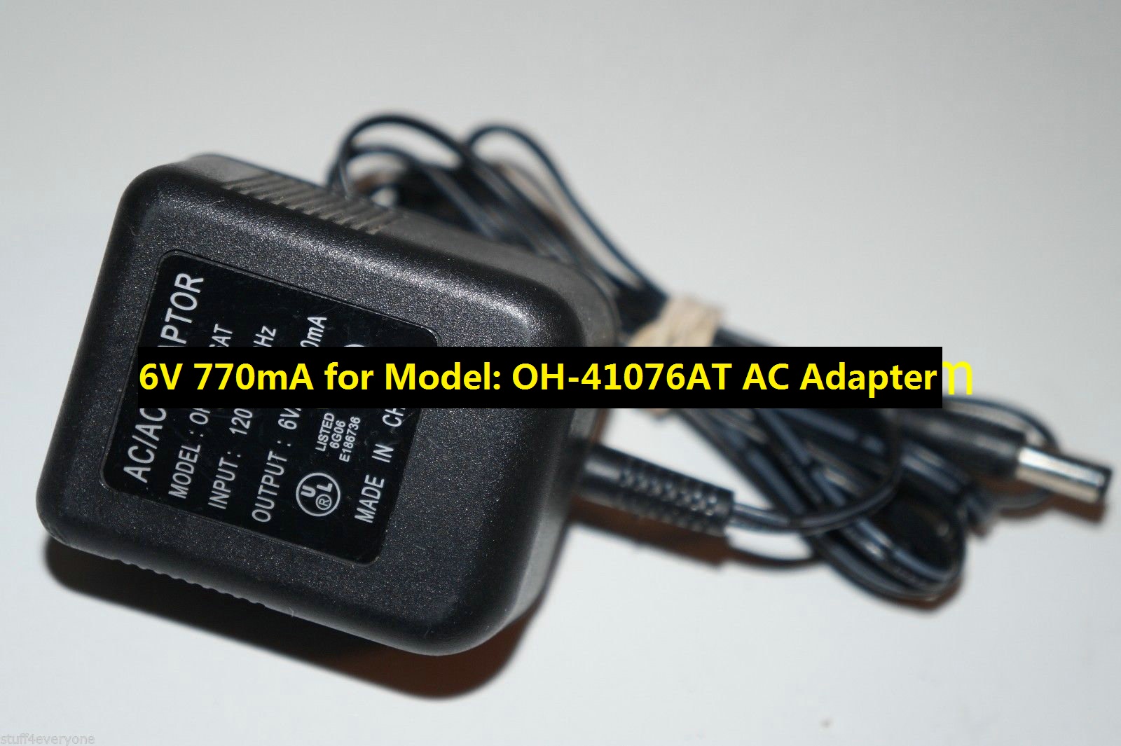 *100% Brand NEW* Model: OH-41076AT 6V 770mA AC Adapter Power Supply