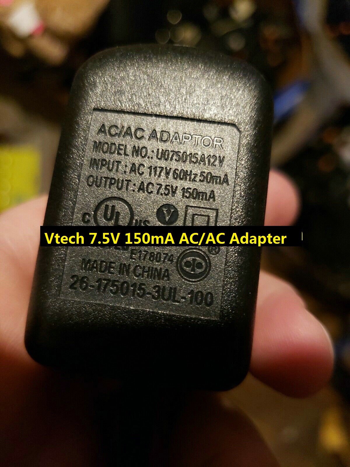 *100% Brand NEW* Vtech & AT&T Model U075015A12V 7.5V 150mA AC/AC Adapter