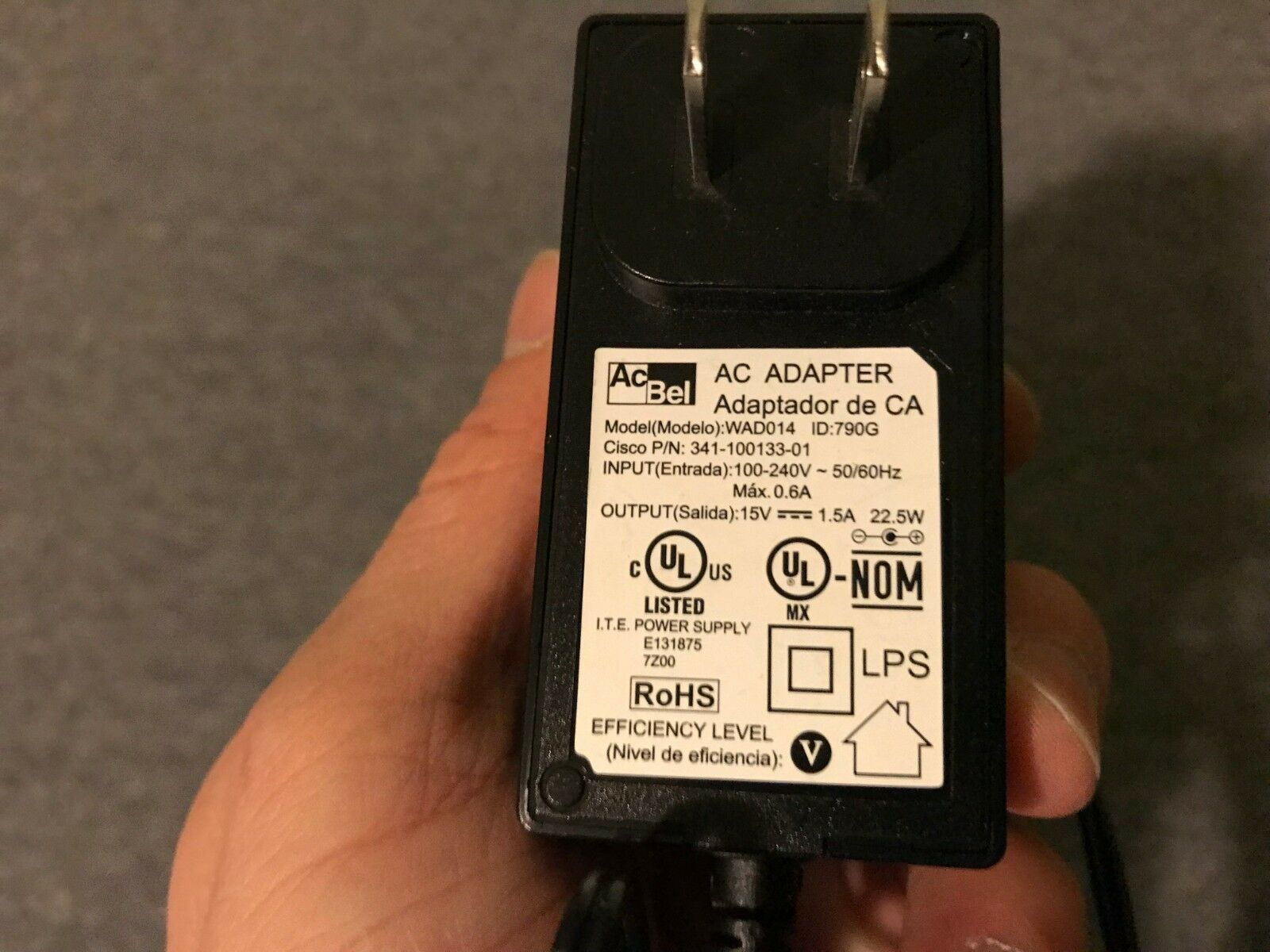 NEW 15V 1.5A ACBEL WAD014 AC Adapter