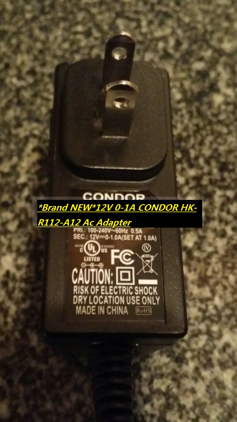 *Brand NEW*12V 0-1A CONDOR HK-R112-A12 Ac Adapter