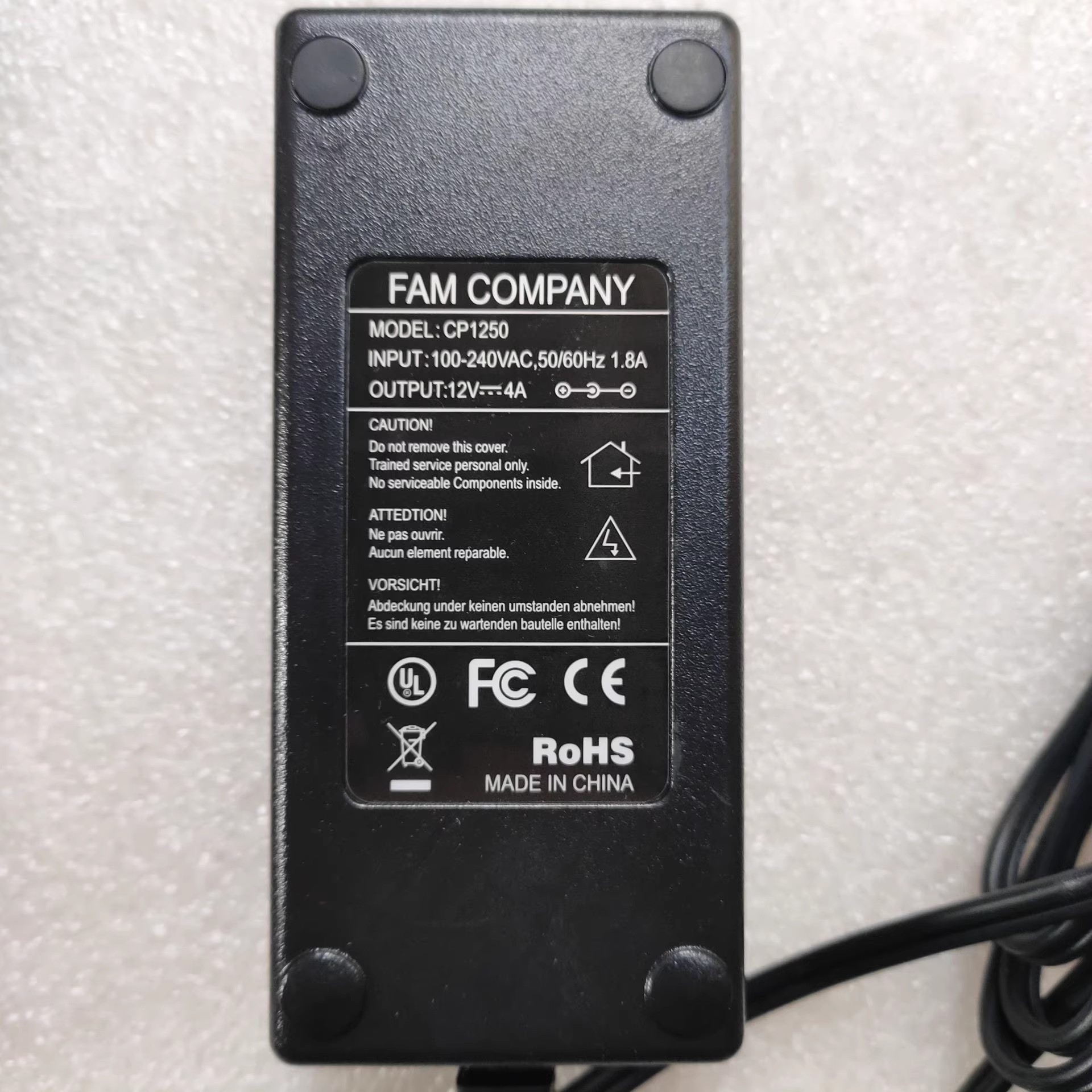 *Brand NEW*CP-1250 FAM COMPAMY 12V 4A AC DC ADAPTHE POWER Supply
