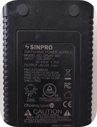 *Brand NEW*SINPRO 45W+5V5A+15V2A-15V0.8A adapter SPU45-303 charger 3 sets of output