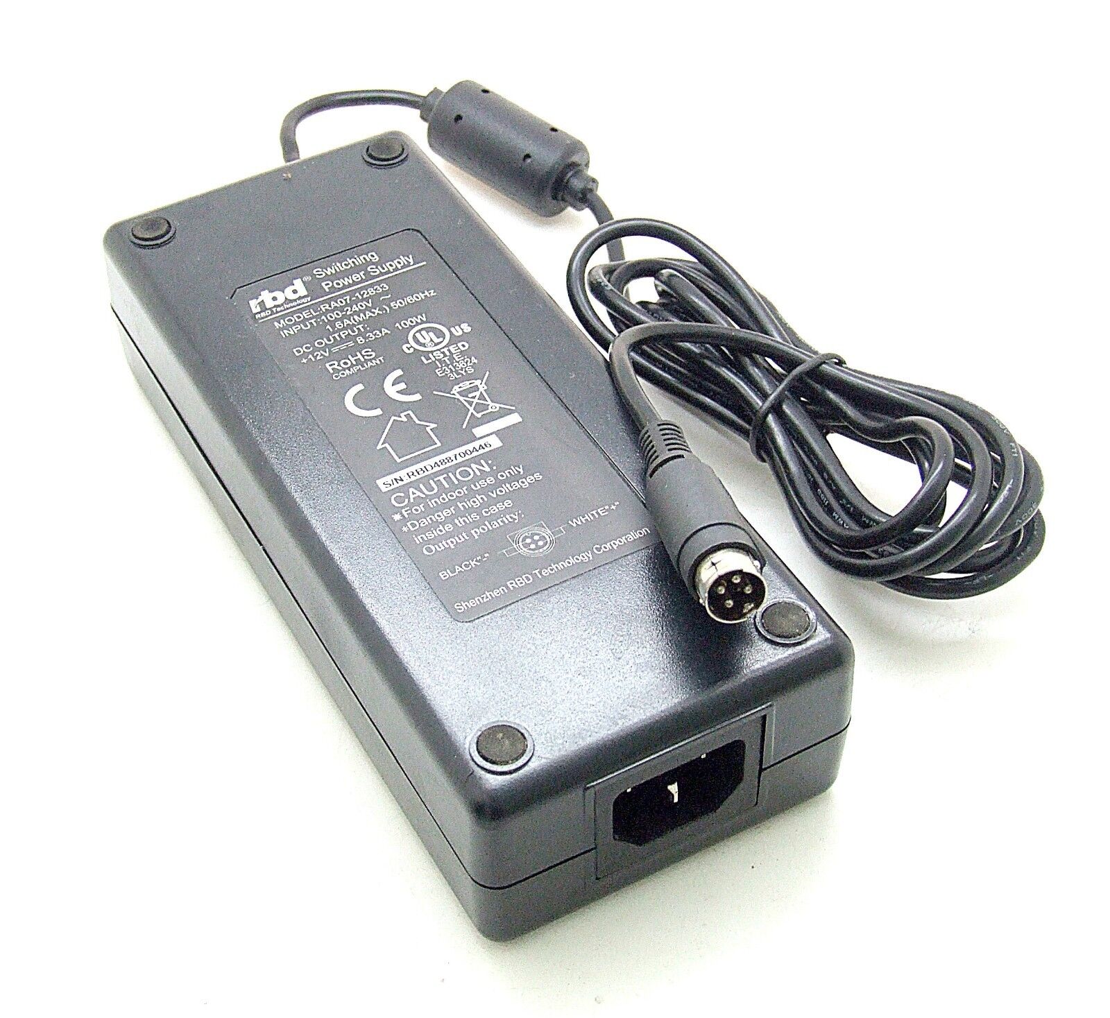 *Brand NEW*Genuine RBD RA07-12833 12V 8.33A 100W Adapter Power Supply