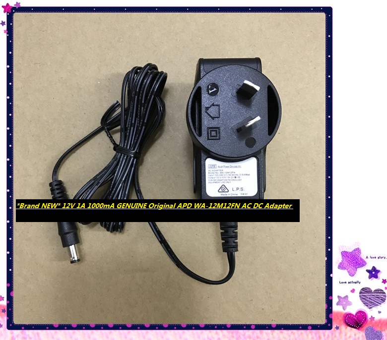 *Brand NEW* 12V 1A 1000mA GENUINE Original APD WA-12M12FN AC DC Adapter POWER SUPPLY - Click Image to Close