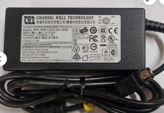 CWT Channel Well Technology AC Adapter KPL-040F 12V 3.33A, Barrel 5.5/2.1mm Brand CWT Channel Well